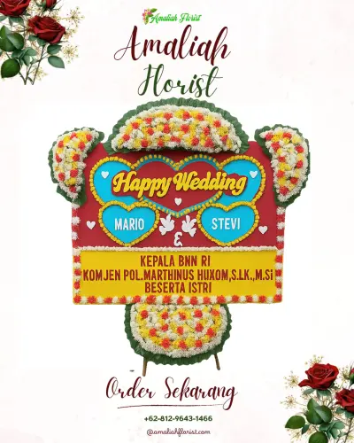 Karangan Papan Bunga Pernikahan di Danawarih